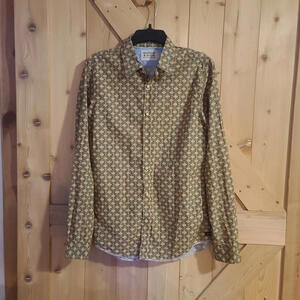 SCOTCH & SODA MEN'S COTTON BUTTON DOWN DRESS GEOMETRIC SHIRT SLIM SIZE SMALL